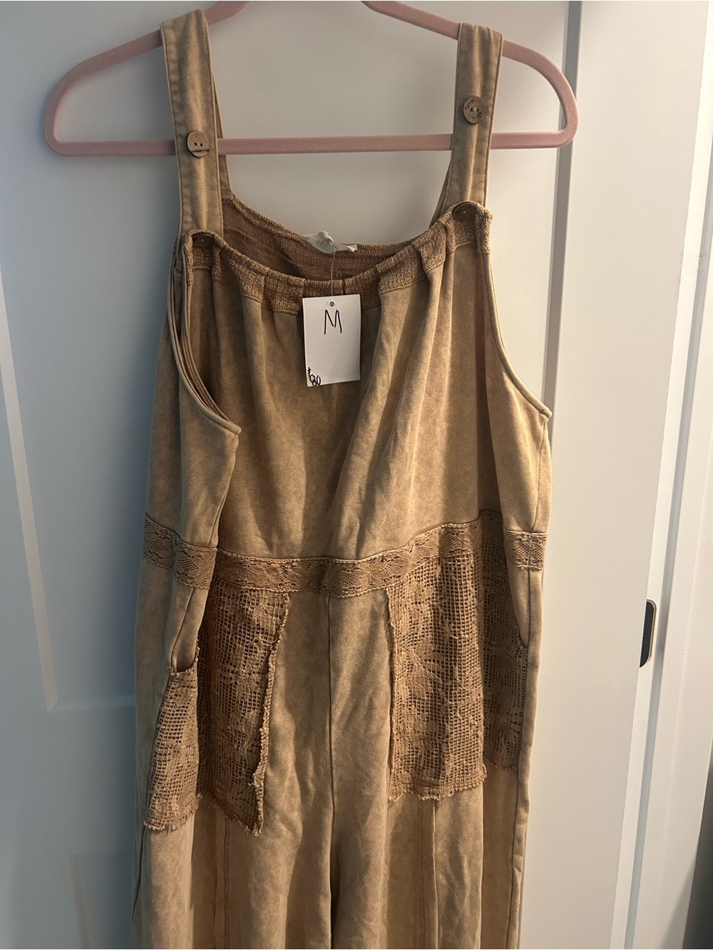 Women's Tan Sleepwear Jumper Dress with Heart Detail